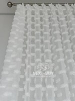 Тюль лён белоснежная с 3D мягкими помпонами Linen White Boho Chic, Турция — изображение 7