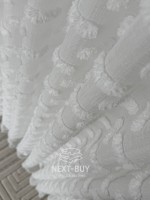 Тюль лён белоснежная с 3D мягкими помпонами Linen White Boho Chic, Турция — изображение 8