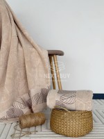 Рушники Leaf Harmony biege Туреччина набір баня + лице 100% бавовна, беж з візерунком листя - Зображення 5