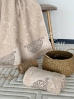 Полотенца Royal Ornament bej – Турция, 100% хлопок, беж с объёмным узором 2шт — изображение 5