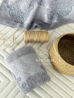 Полотенца Royal Ornament – Турция, 100% хлопок, серый с объёмным узором 2шт — изображение 5