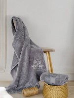 Рушники Leaf Harmony Gri  Туреччина набір баня + лице 100% бавовна шоколадний з візерунком листя - Зображення 4