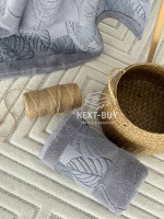 Рушники Leaf Harmony Gri  Туреччина набір баня + лице 100% бавовна шоколадний з візерунком листя - Зображення 5