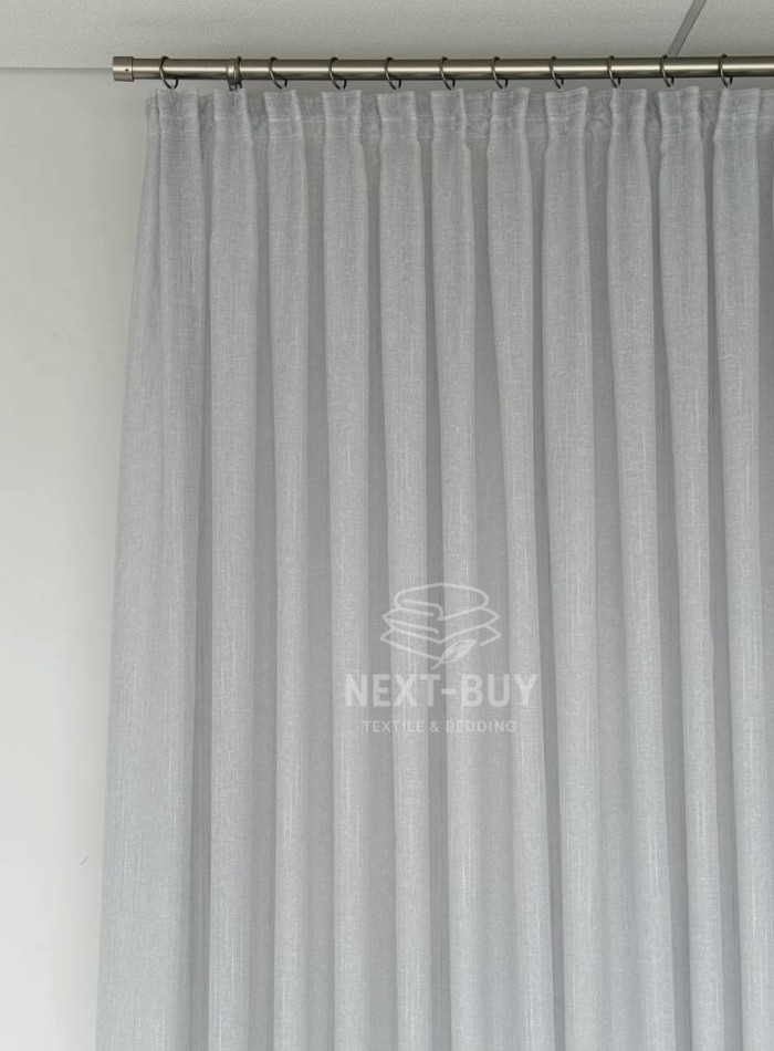 Тюль сірий льон однотоний Linen Grey Breeze Туреччина - Зображення 7