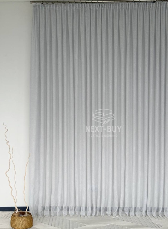 Тюль сірий льон однотоний Linen Grey Breeze Туреччина - Зображення 8