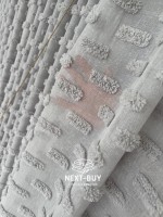 Тюль лён серая с 3D мягкими помпонами Linen Grey Boho Chic, Турция — изображение 3