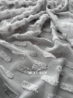 Тюль лён серая с 3D мягкими помпонами Linen Grey Boho Chic, Турция — изображение 4