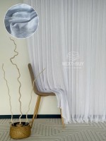 Тюль лен белая с люрексовой нитью Blue Shade Турция
