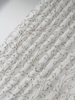 Тюль лён натуральная белая с аппликацией Brown Natural Leaf Embroidery Турция — изображение 4