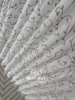 Тюль лён натуральная белая с аппликацией Brown Natural Leaf Embroidery Турция — изображение 5