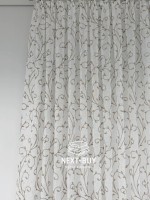 Тюль лён натуральная белая с аппликацией Brown Natural Leaf Embroidery Турция — изображение 6