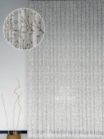Тюль лён натуральная белая с аппликацией Brown Natural Leaf Embroidery Турция — изображение 2