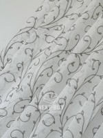 Тюль Gray Natural Leaf Embroidery – белый лён с серым узором (Турция) — изображение 5