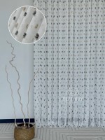 Тюль Linen Dots Harmony з 3D помпонами Anthracite & Beige – Туреччина - Зображення 2