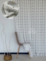 Тюль Linen Dots Harmony з 3D помпонами Anthracite & Beige – Туреччина