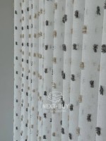 Тюль Linen Dots Harmony з 3D помпонами Anthracite & Beige – Туреччина - Зображення 4