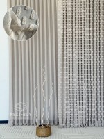 Тюль бежевий льон з 3D м’якими помпонами Linen Bej Boho Chic Туреччина