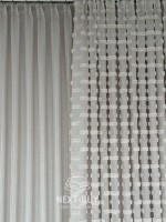 Тюль бежевий льон з 3D м’якими помпонами Linen Bej Boho Chic Туреччина - Зображення 5