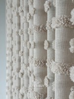 Тюль бежевий льон з 3D м’якими помпонами Linen Bej Boho Chic Туреччина - Зображення 6