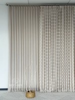 Тюль бежевий льон з 3D м’якими помпонами Linen Bej Boho Chic Туреччина - Зображення 7