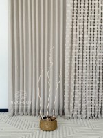 Тюль бежевий льон з 3D м’якими помпонами Linen Bej Boho Chic Туреччина - Зображення 2