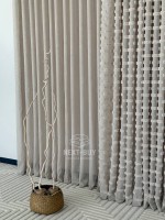 Тюль бежевий льон з 3D м’якими помпонами Linen Bej Boho Chic Туреччина - Зображення 10