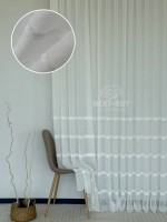 Тюль білий льон з аплікацією у смужку Linen Grace White Італія