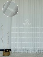 Тюль білий льон з аплікацією у смужку Linen Grace White Італія - Зображення 2
