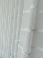 Тюль білий льон з аплікацією у смужку Linen Grace White Італія - Зображення 3