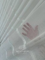 Тюль білий льон з аплікацією у смужку Linen Grace White Італія - Зображення 4