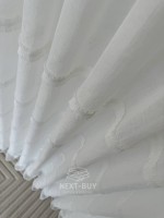 Тюль білий льон з аплікацією у смужку Linen Grace White Італія - Зображення 5