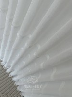 Тюль білий льон з аплікацією у смужку Linen Grace White Італія - Зображення 6