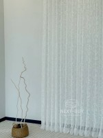 Тюль білий льон з білим візерунком White Natural Leaf Embroidery Туреччина - Зображення 8