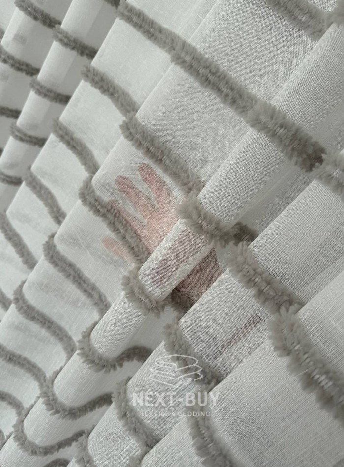 Тюль білий льон з квітковою вишивкою Bianca Fiora White Linen, Італія - Зображення 7