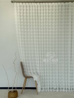 Тюль білий льон у смужку з 3D Linen Snow White Туреччина - Зображення 9