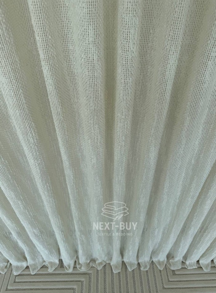 Тюль Boho Cream Linen Flow – фактурный лён-сетка Италия — изображение 8