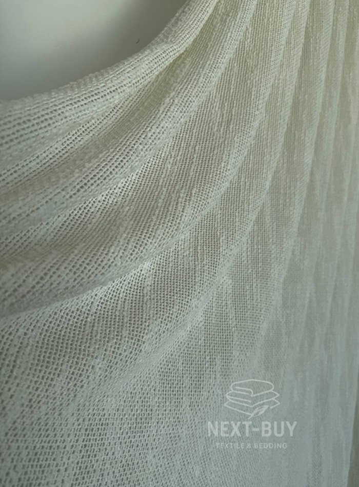 Тюль Boho Cream Linen Flow – фактурный лён-сетка Италия — изображение 5