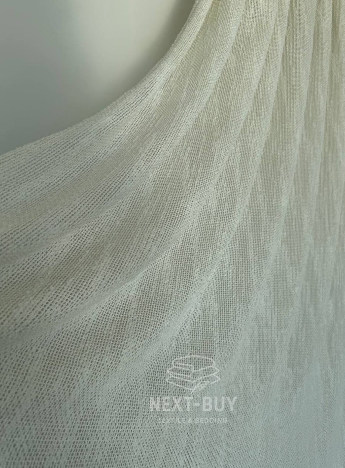 Тюль Boho Cream Linen Flow – фактурный лён-сетка Италия — изображение 4