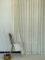 Тюль Boho Cream Linen Flow – фактурный лён-сетка Италия — изображение 6