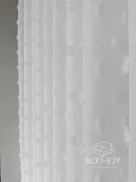 Тюль белый лён с 3D помпонами Linen Pom Veil Турция — изображение 5