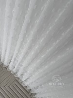 Тюль белый лён с 3D помпонами Linen Pom Veil Турция — изображение 6