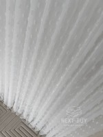 Тюль белый лён с 3D помпонами Linen Pom Veil Турция — изображение 8