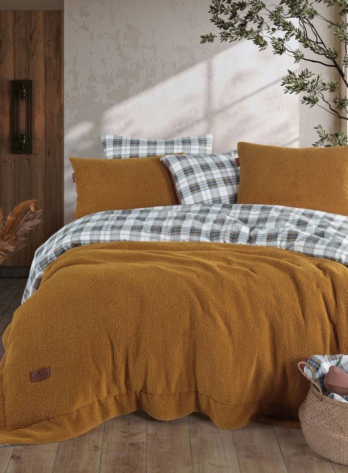 Зимовий комплект постільної білизни двосторонній Cozy Zerdecal євро Туреччина - Зображення 7