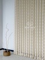 Тюль бежевий льон з 3D-ефектом м’якими помпонами Linen Dot Harmony Туреччина - Зображення 2