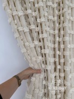 Тюль бежевий льон з 3D-ефектом м’якими помпонами Linen Dot Harmony Туреччина - Зображення 3