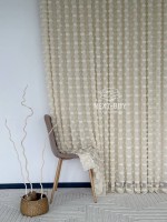 Тюль бежевий льон з 3D-ефектом м’якими помпонами Linen Dot Harmony Туреччина - Зображення 4