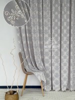Тюль серый лён с аппликацией Linen Grace Embroidery Grey-Beige Италия