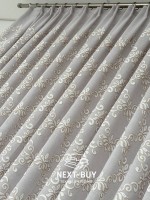 Тюль серый лён с аппликацией Linen Grace Embroidery Grey-Beige Италия — изображение 4