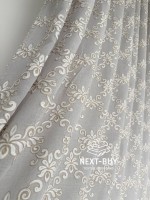 Тюль серый лён с аппликацией Linen Grace Embroidery Grey-Beige Италия — изображение 6