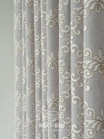 Тюль серый лён с аппликацией Linen Grace Embroidery Grey-Beige Италия — изображение 7
